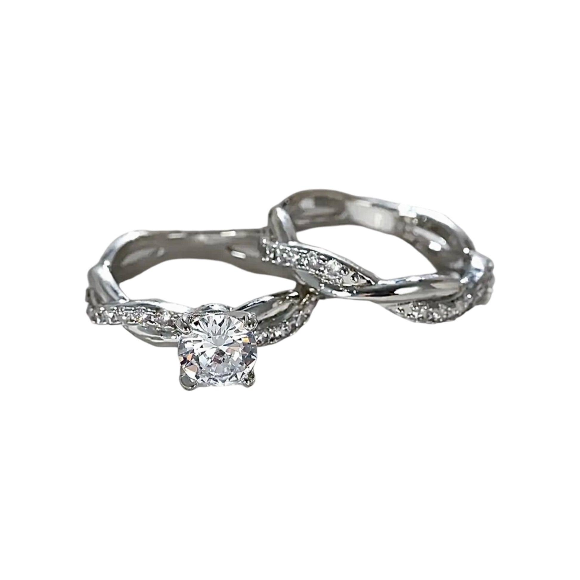 2 - teiliger geflochtener Stacking - Ring Silber - CrystalScents