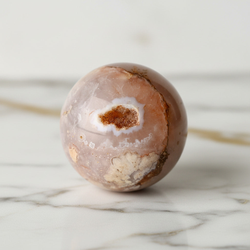 Achat Kugel –  Zarter Kirschblütenzauber