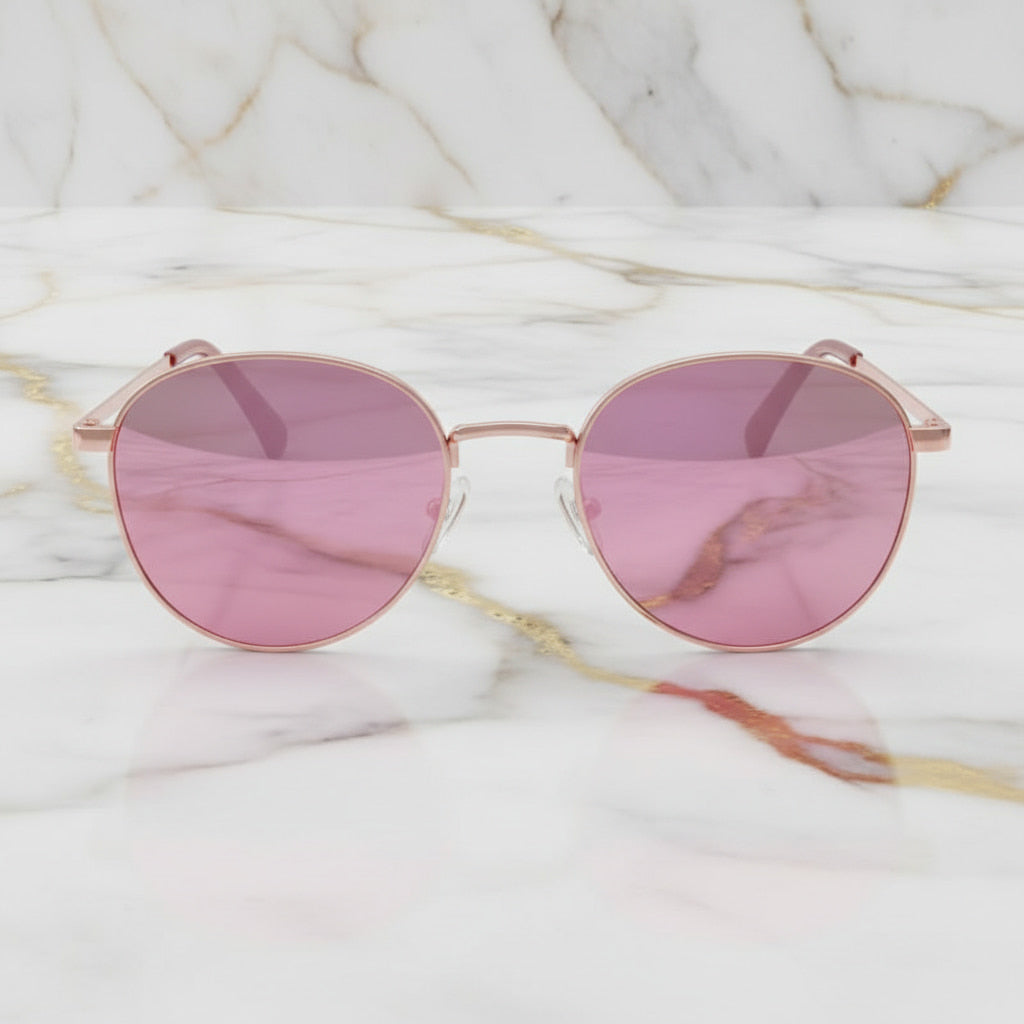 Sonnenbrille in Roségold mit pinken Gläsern CrystalScents