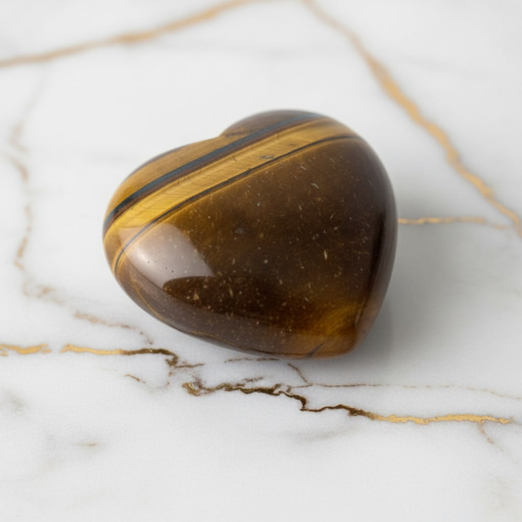 Mini Tigerauge Herz - Schimmernder Talisman CrystalScents