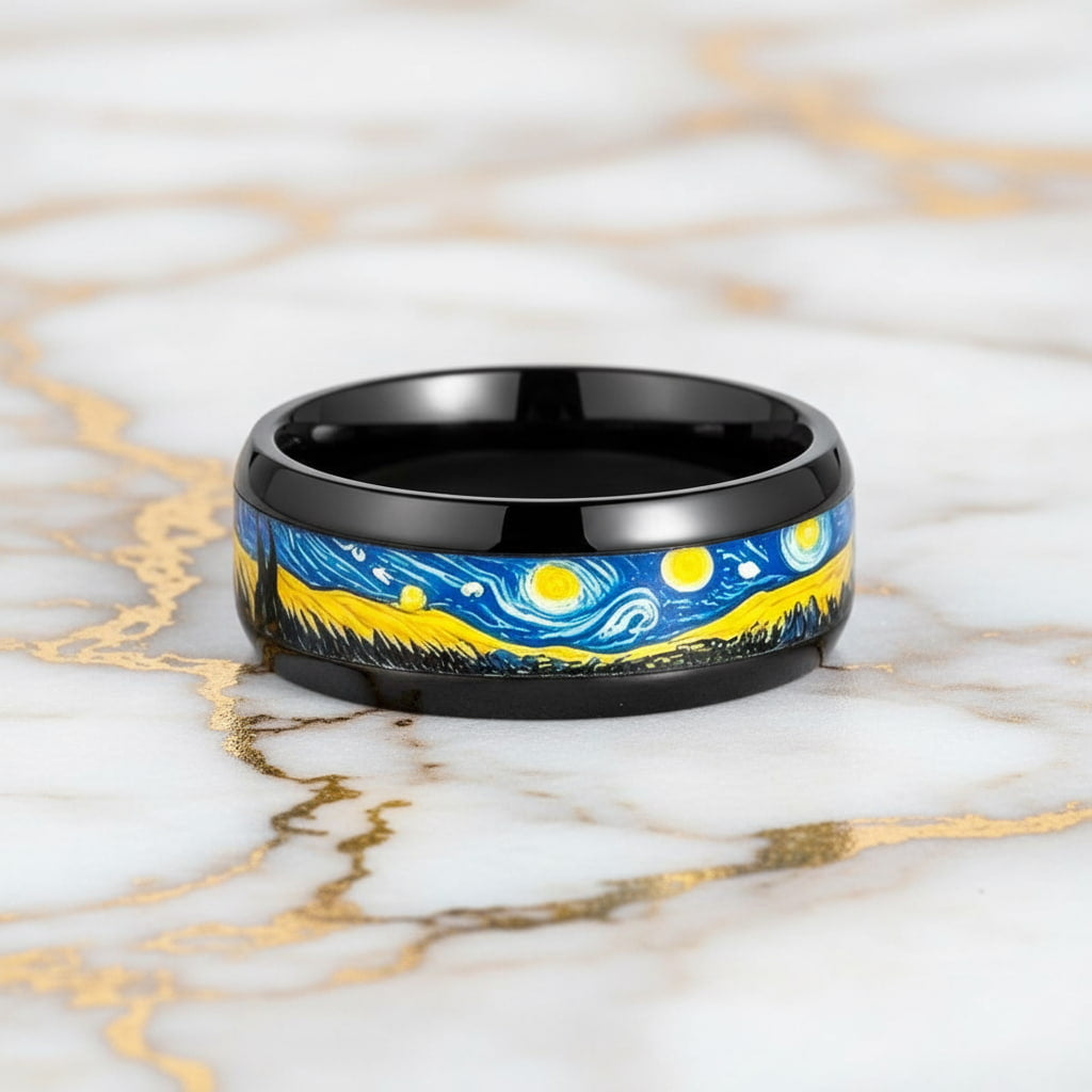 Ring Schwarz – Mit Sternenhimmel CrystalScents