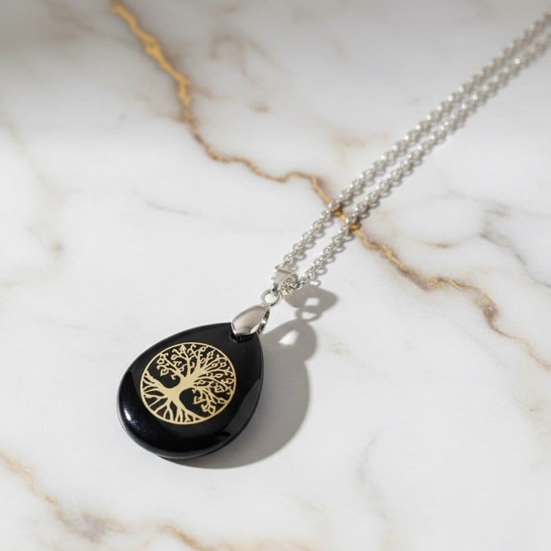 Obsidian Halskette „Baum des Lebens“
