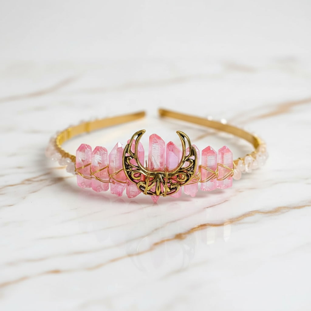 Rosenquarz Tiara - Für besondere Anlässe