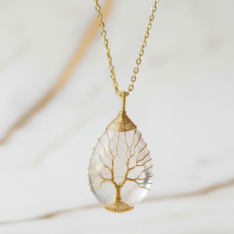 Bergkristall Halskette - Goldene Weisheit