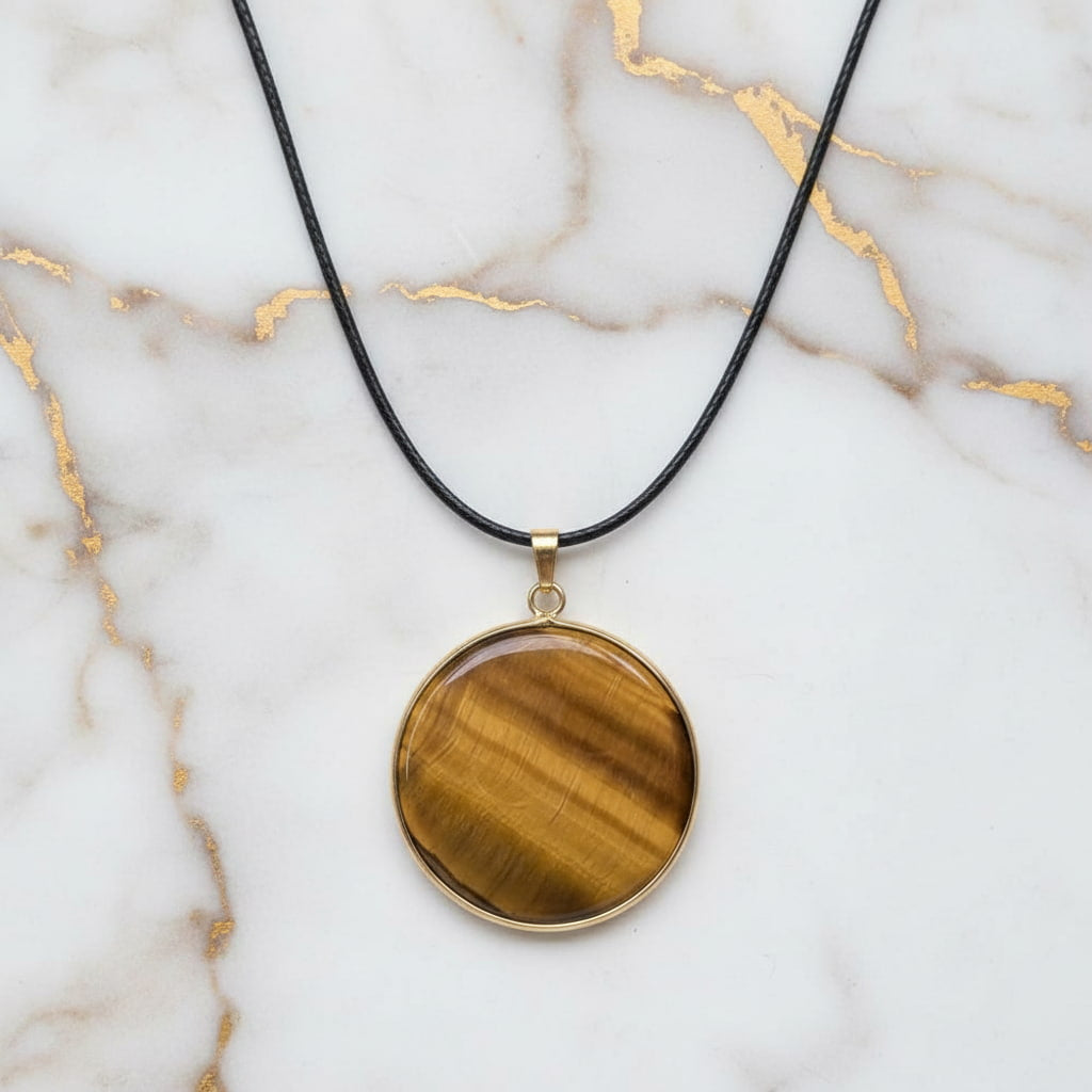 Tigerauge Halskette - Schimmernde Scheibe JETZT sichern CrystalScents