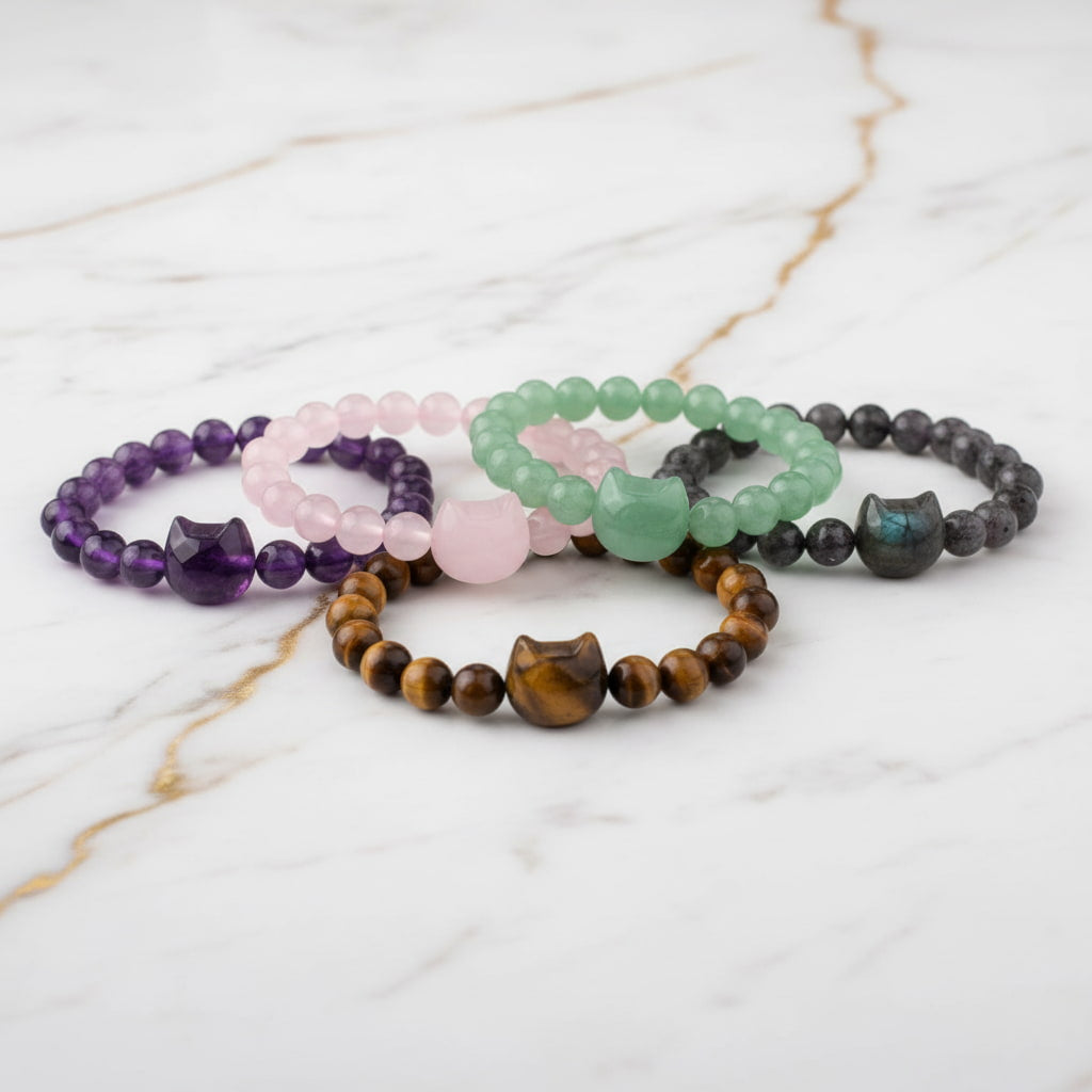 Amethyst Kugelarmband - Katzenliebe