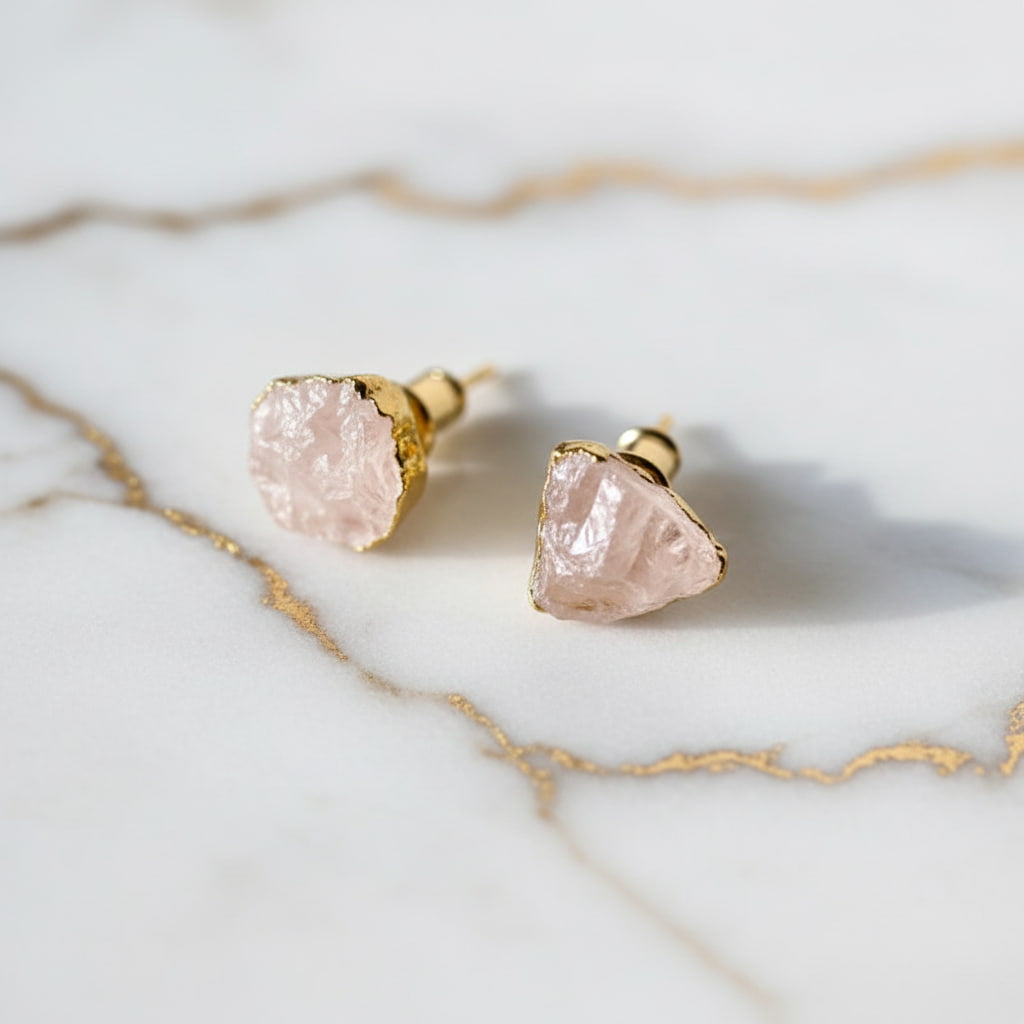 Rosenquarz Ohrstecker - Zarte Natur CrystalScents