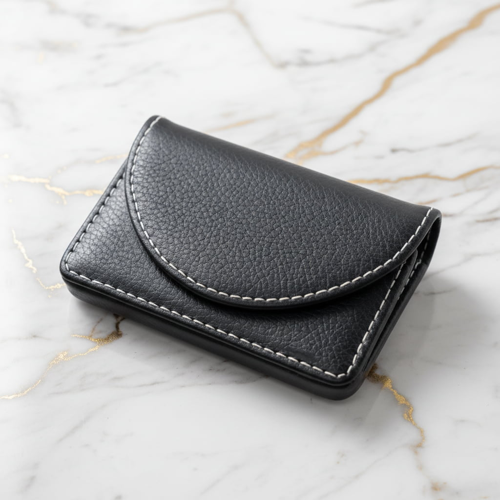 Visitenkartenetui Kunstleder Schwarz – Elegantes Etui für Business CrystalScents