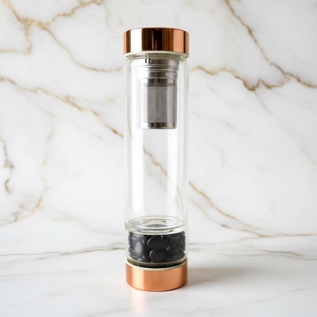 Obsidian Glasflasche – Tee unterwegs CrystalScents