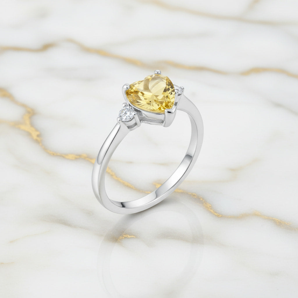 Citrin Ring - Strahlendes Herz