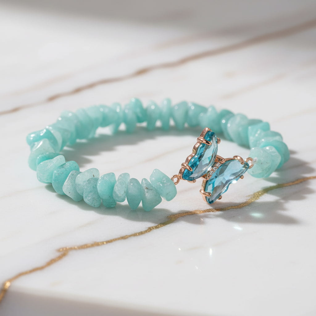 Amazonit Splitter Armband - Schmetterling