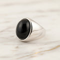 Onyx Ring Silber - oval großer Stein CrystalScents