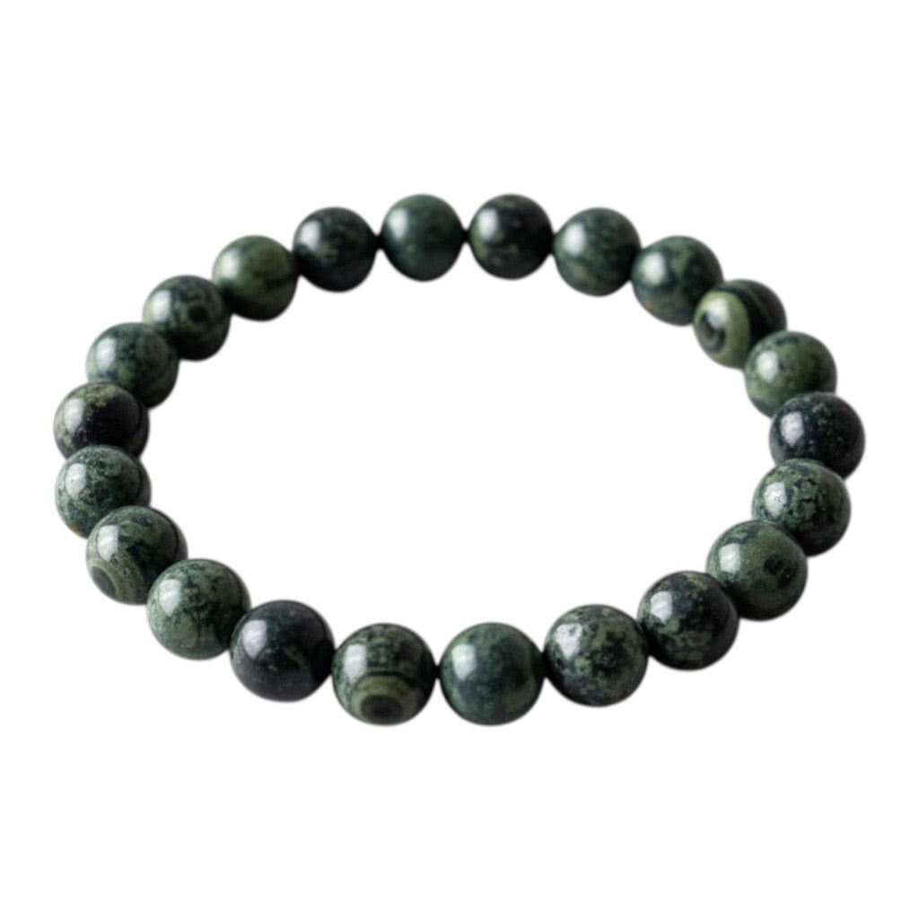 Kambaba Kugelarmband – Natursteinarmband in Grün & Schwarz CrystalScents
