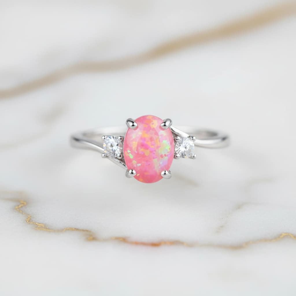 Opal Ring Silber – Rosa Farbreflexe CrystalScents