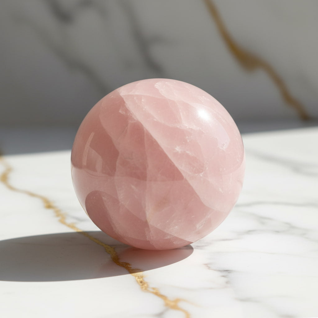 Rosenquarz Kugel – Zarte rosa Schwingungen CrystalScents