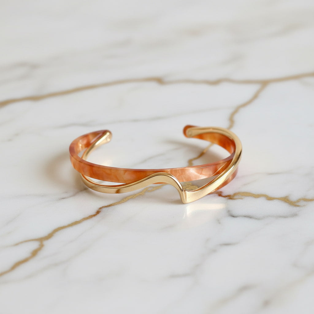 Armband – Offene Wellenform in Gold & Orange CrystalScents