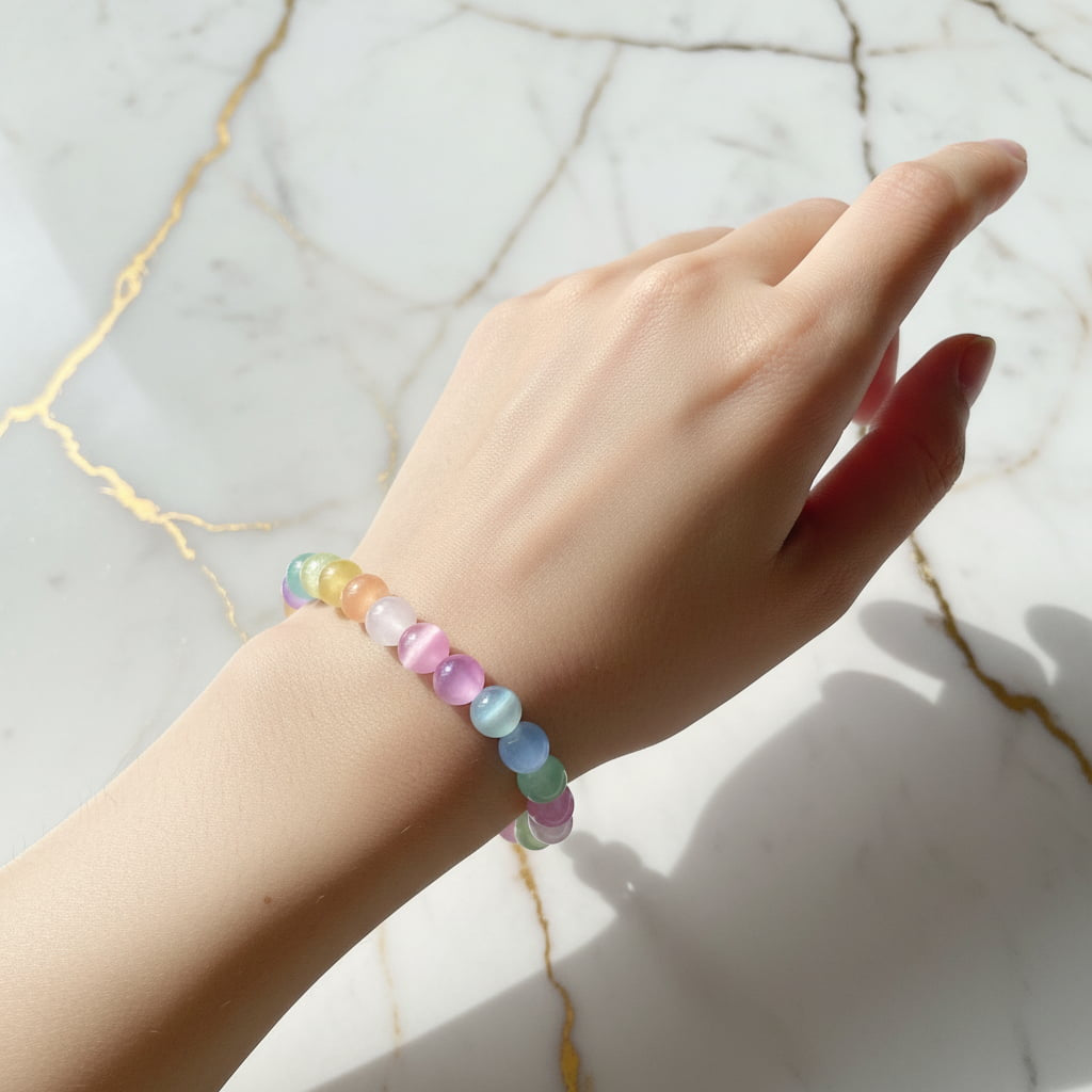 Katzenauge Kugelarmband – Schimmernde Energie des Regenbogens