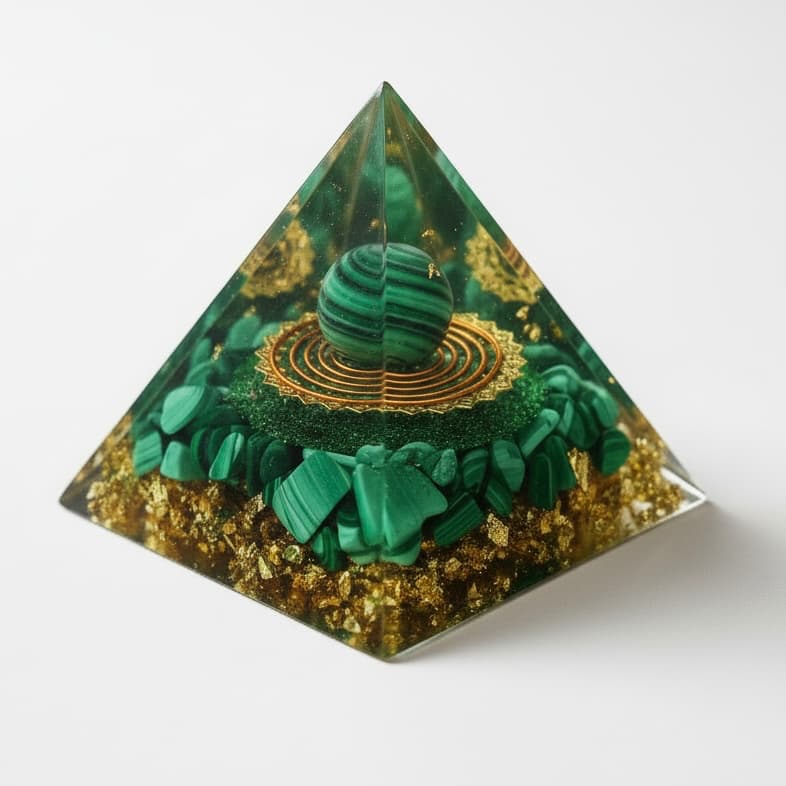 Orgonit Pyramide Malachit – Schutz & Inspiration