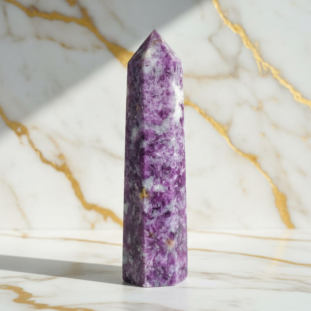 Lepidolith Obelisk – Imposanter Lichtbringer CrystalScents