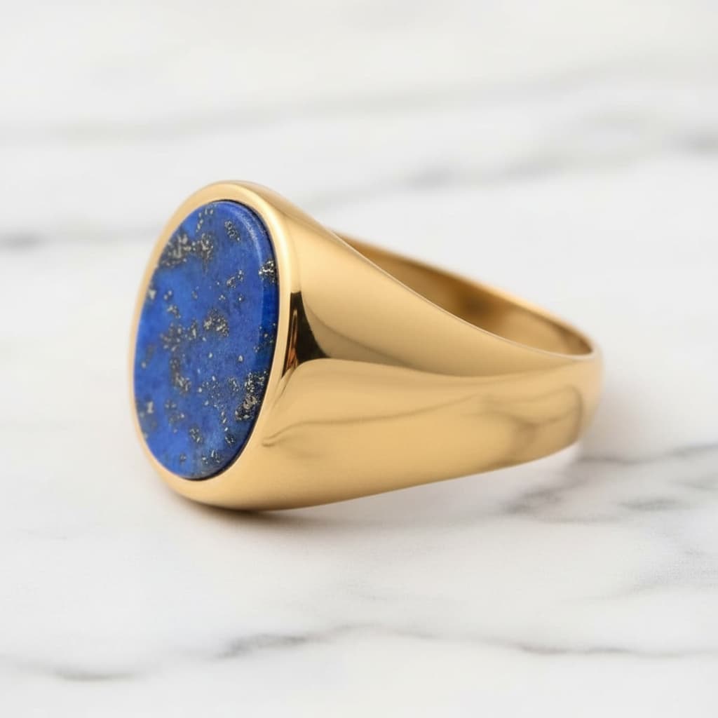 Lapislazuli Ring - Goldenes Statement CrystalScents