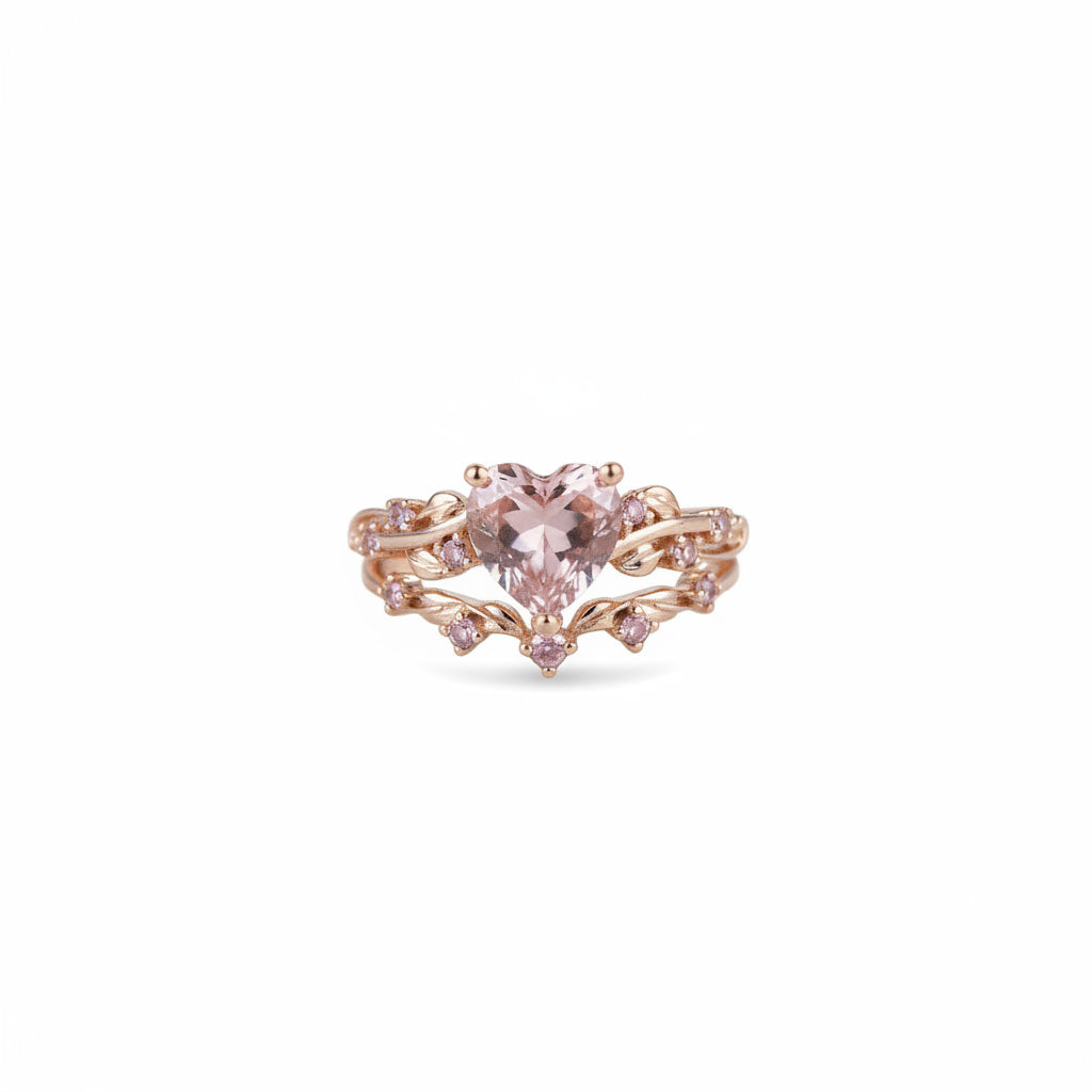 Ring – 2-teilig mit rosanem Herz CrystalScents
