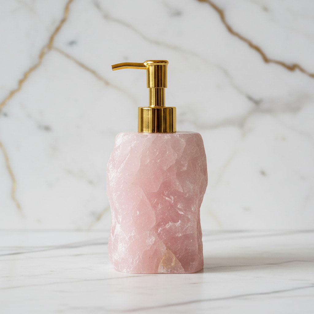 Rosenquarz Seifenspender – Für Ihr Bad CrystalScents