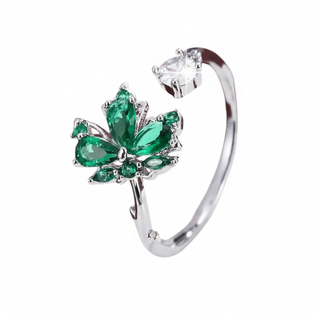 Ring offen mit grünem Blattdetail CrystalScents