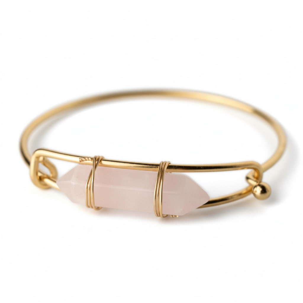 Rosenquarz Armreif - Doppelender CrystalScents