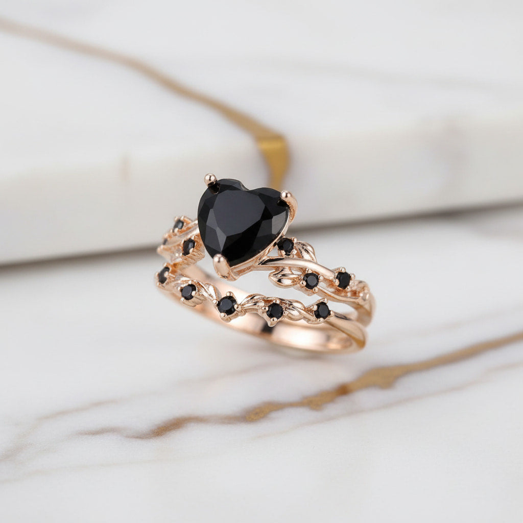Ring – 2-teilige mit schwarzem Herz CrystalScents