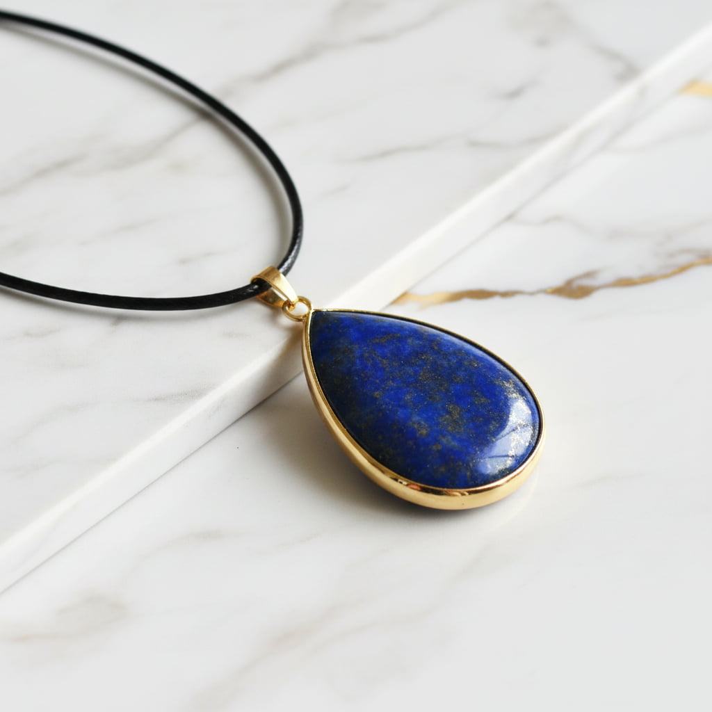 Lapislazuli Halskette - Tropfenförmiger Anhänger CrystalScents