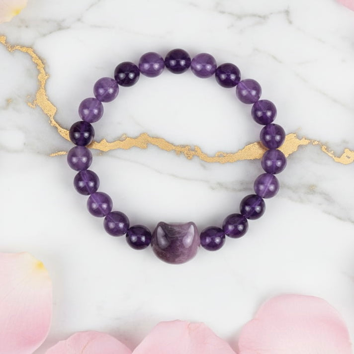 Amethyst Kugelarmband - Katzenliebe