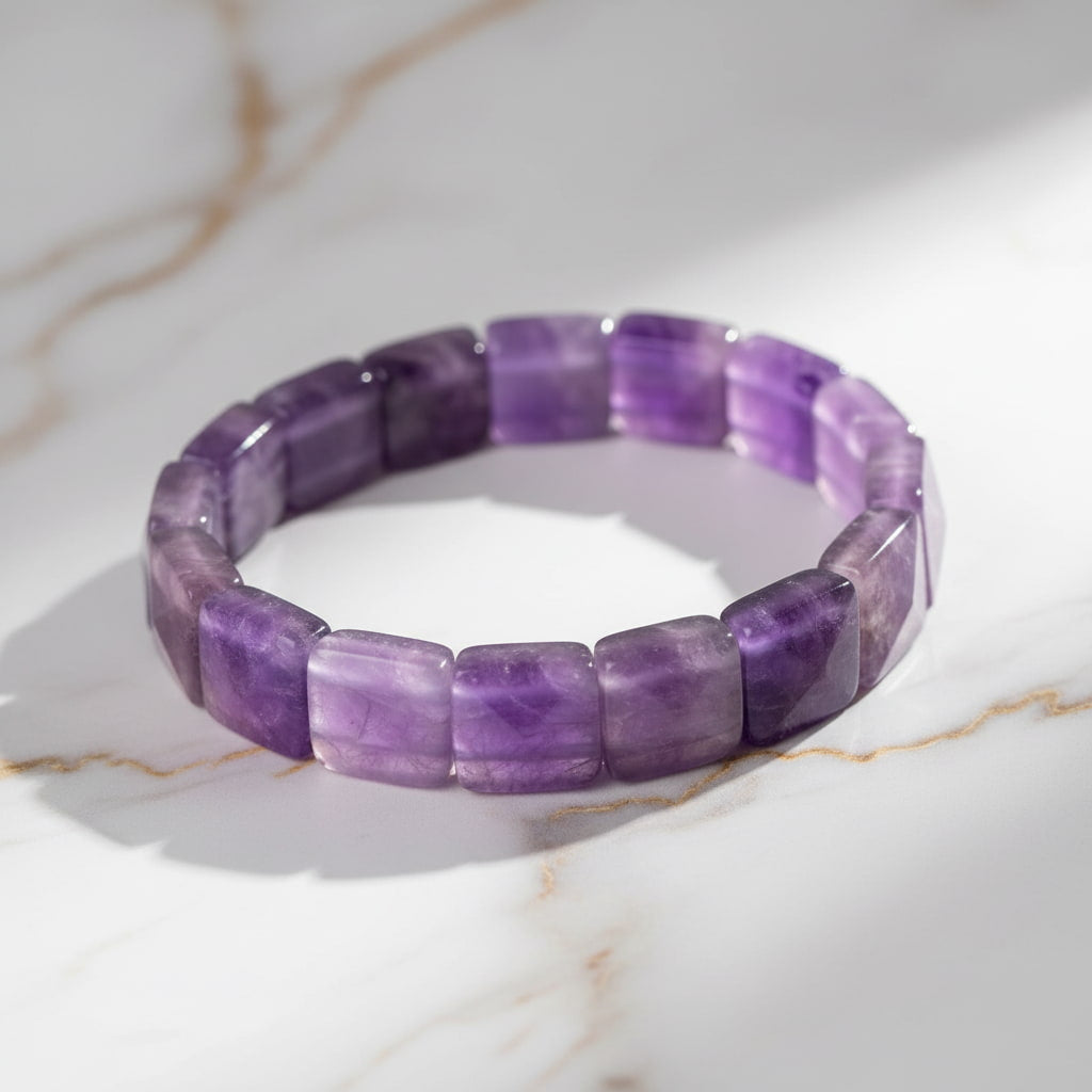 Amethyst Armband – quadratische Steine, innere Ruhe & Geschenk CrystalScents