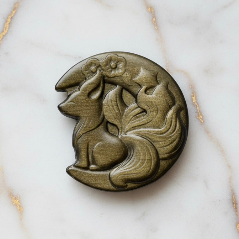 Gold Obsidian Fuchs – Feine Naturfigur mit edlem Schimmer CrystalScents
