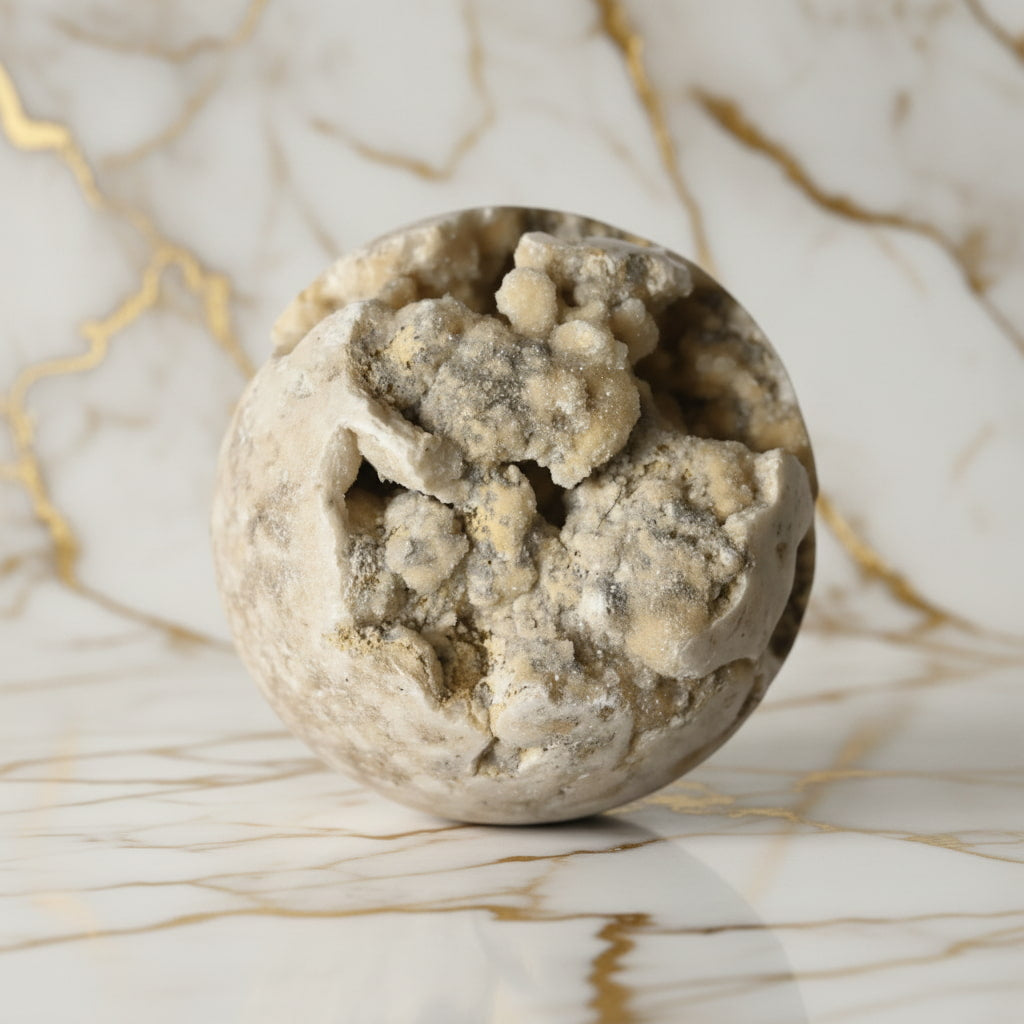 Kristallkugel – Weiße Druzy-Kugel für Schutz CrystalScents