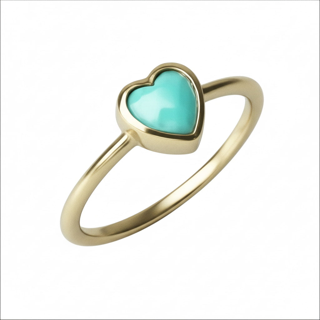 Ring in Gold mit türkisem Herz CrystalScents