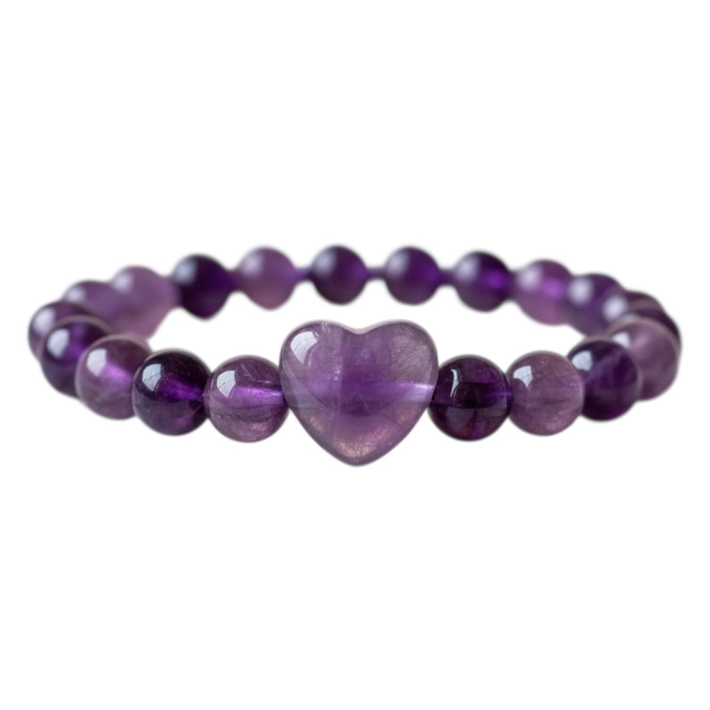 Amethyst Kugelarmband mit Herz – Liebe & Harmonie CrystalScents