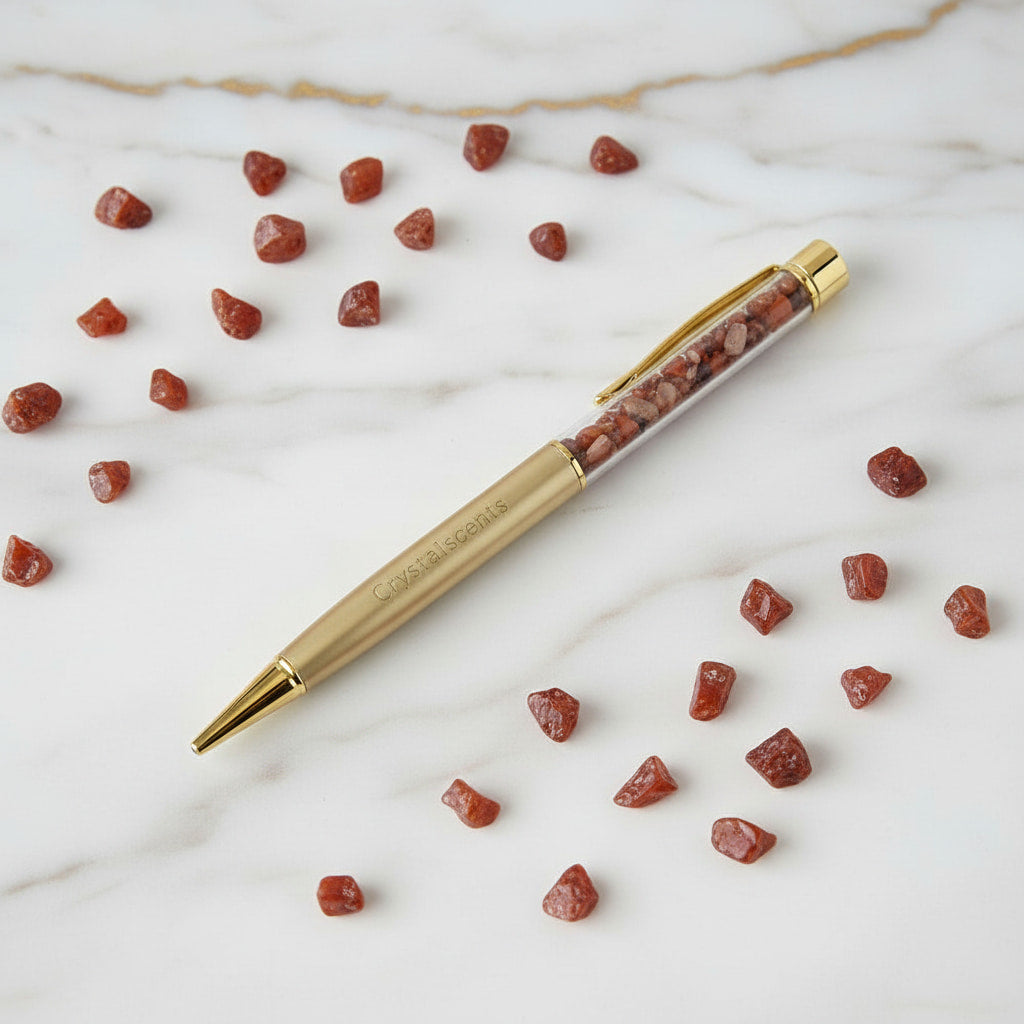 Roter Achat Kristallstift - Goldene Eleganz CrystalScents