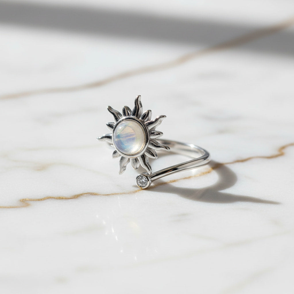 Ring offen silber mit drehbarer Sonne CrystalScents