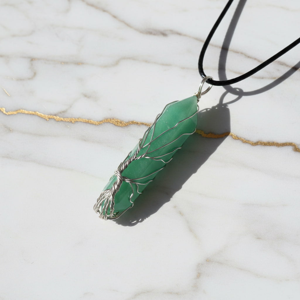 Aventurin Halskette - Silberverzierter Doppelender CrystalScents