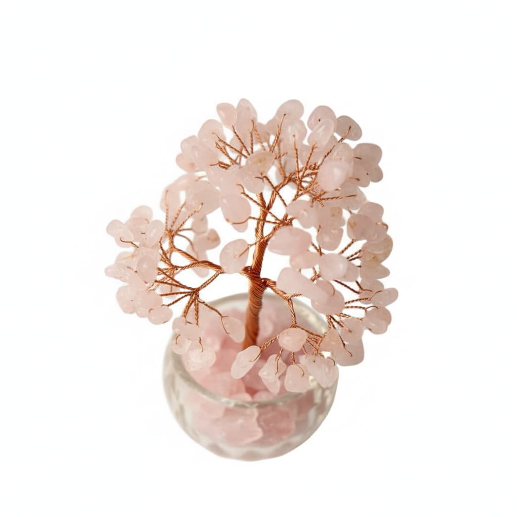 Rosenquarz Baum - Dekoelement mit Topf CrystalScents