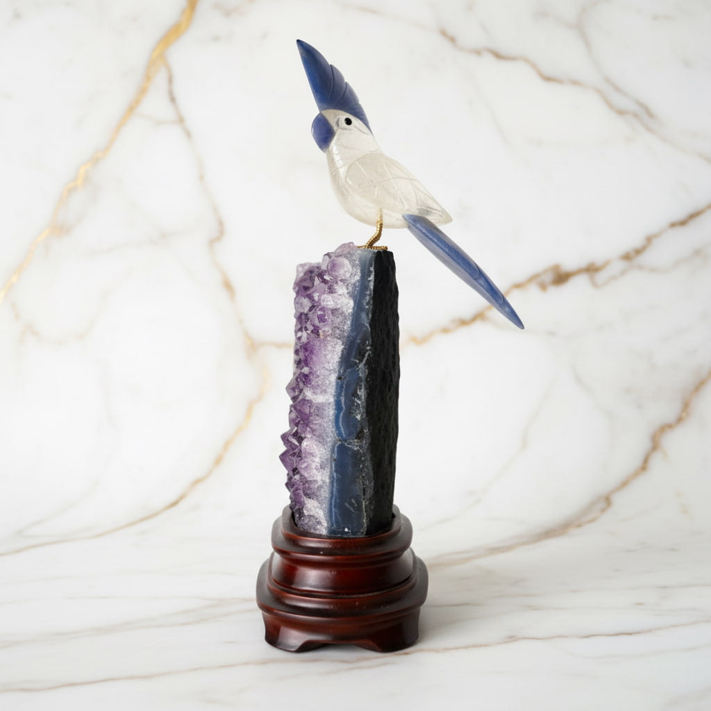 Amethystdruse – Mit Bergkristall Vogel CrystalScents