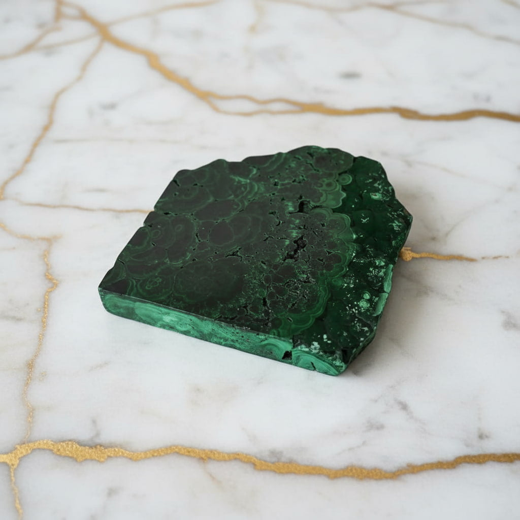 Malachit Scheibe – Eleganz & Schutz JETZT sichern CrystalScents