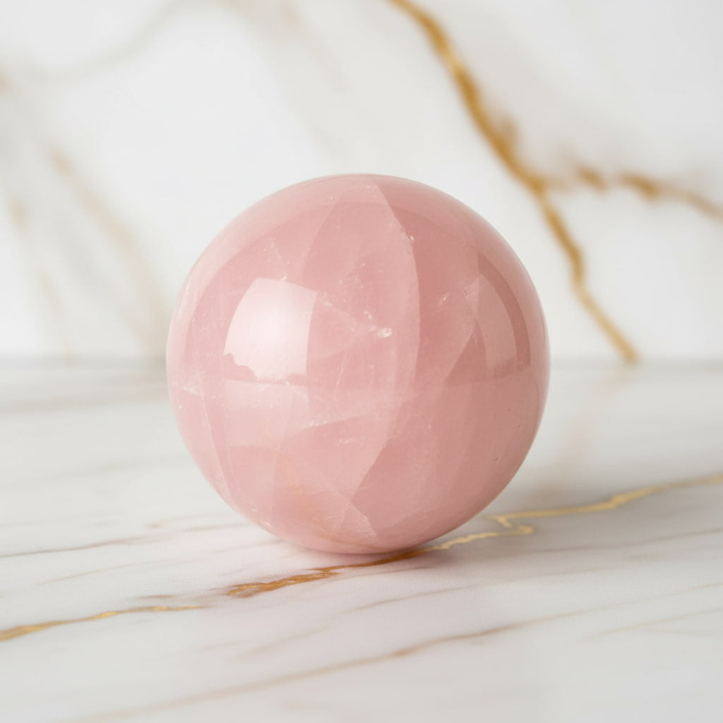 Rosenquarz Kugel – Zarte rosa Schwingungen CrystalScents
