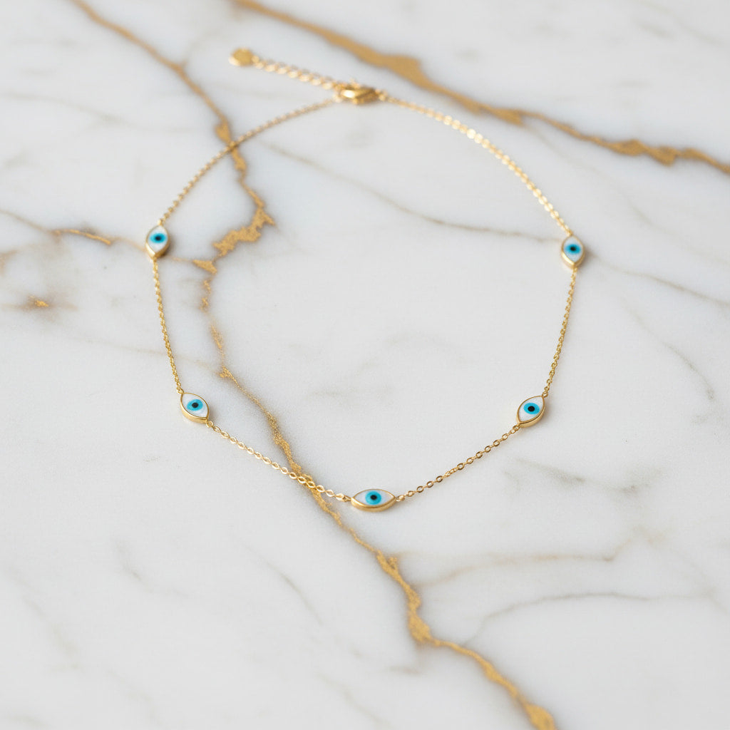 Halskette Gold „Schützendes Auge“ – Elegantes Schmuckstück CrystalScents