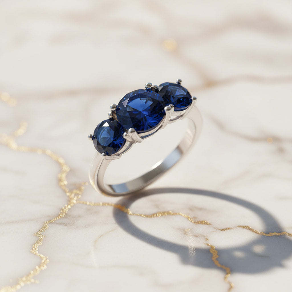 Saphir Ring - Drei tiefblaue Edelsteine CrystalScents
