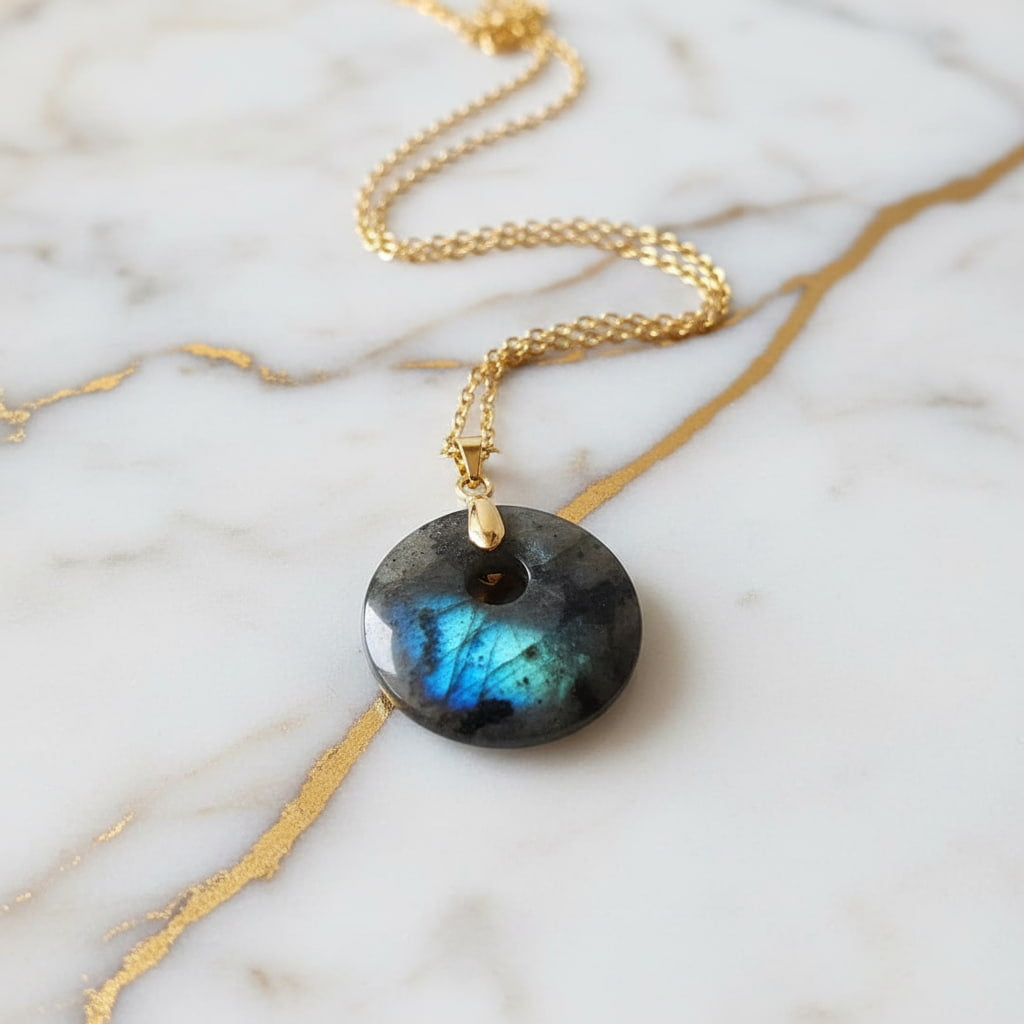 Labradorit Halskette - Rundes Design