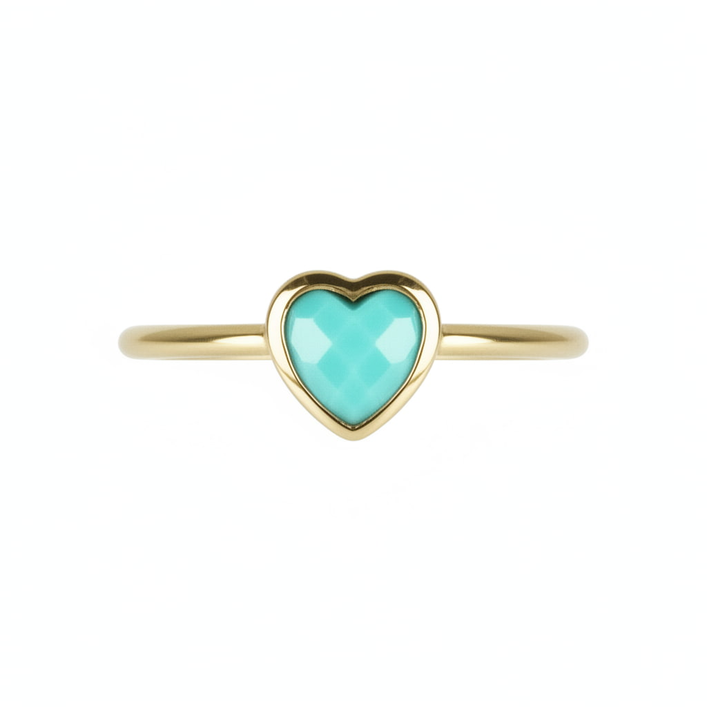 Ring in Gold mit türkisem Herz CrystalScents