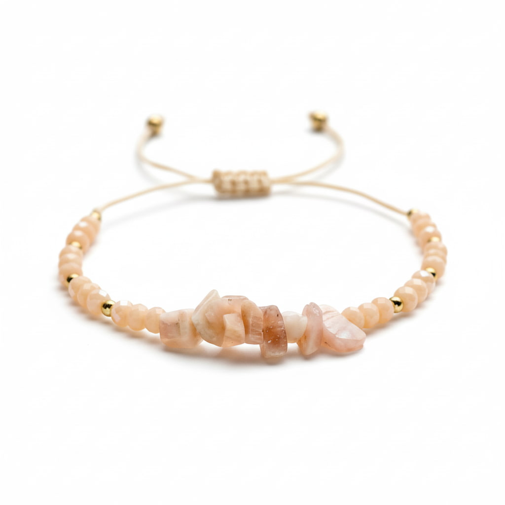 Pfirsich Mondstein Schutzarmband - Wärme & Glanz CrystalScents