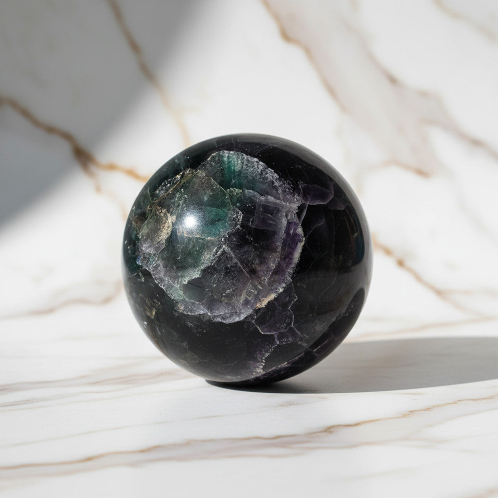 Große Fluorit Kugel – faszinierende Grün-Lila-Mischung CrystalScents
