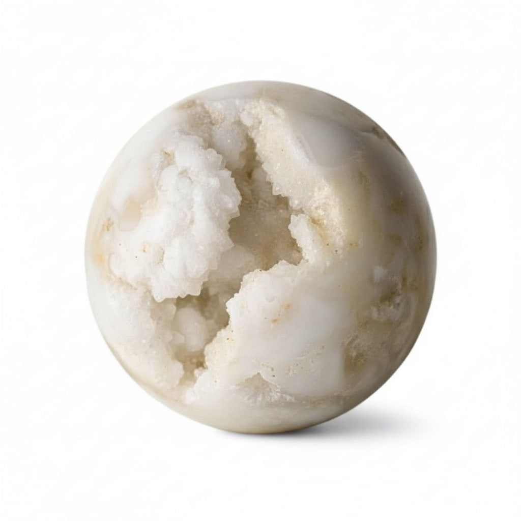 Achat Kugel – Funkelndes Naturjuwel mit Druzy-Kristallen